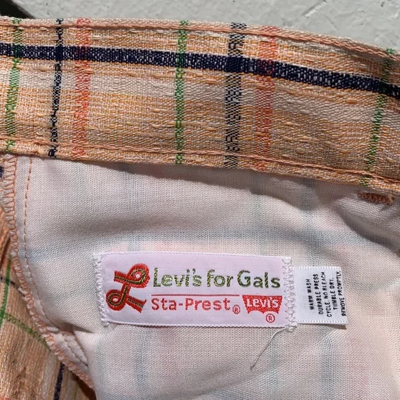 Levi’s plaid polyester pants 70’s sta-prest orange blue green - Picture 11 of 16